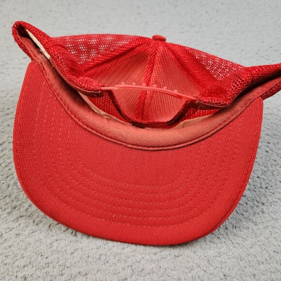 Vintage Trucker Hat Snapback Cap Bione Truck Service Red White Patch Foam Mesh - Picture 7 of 10
